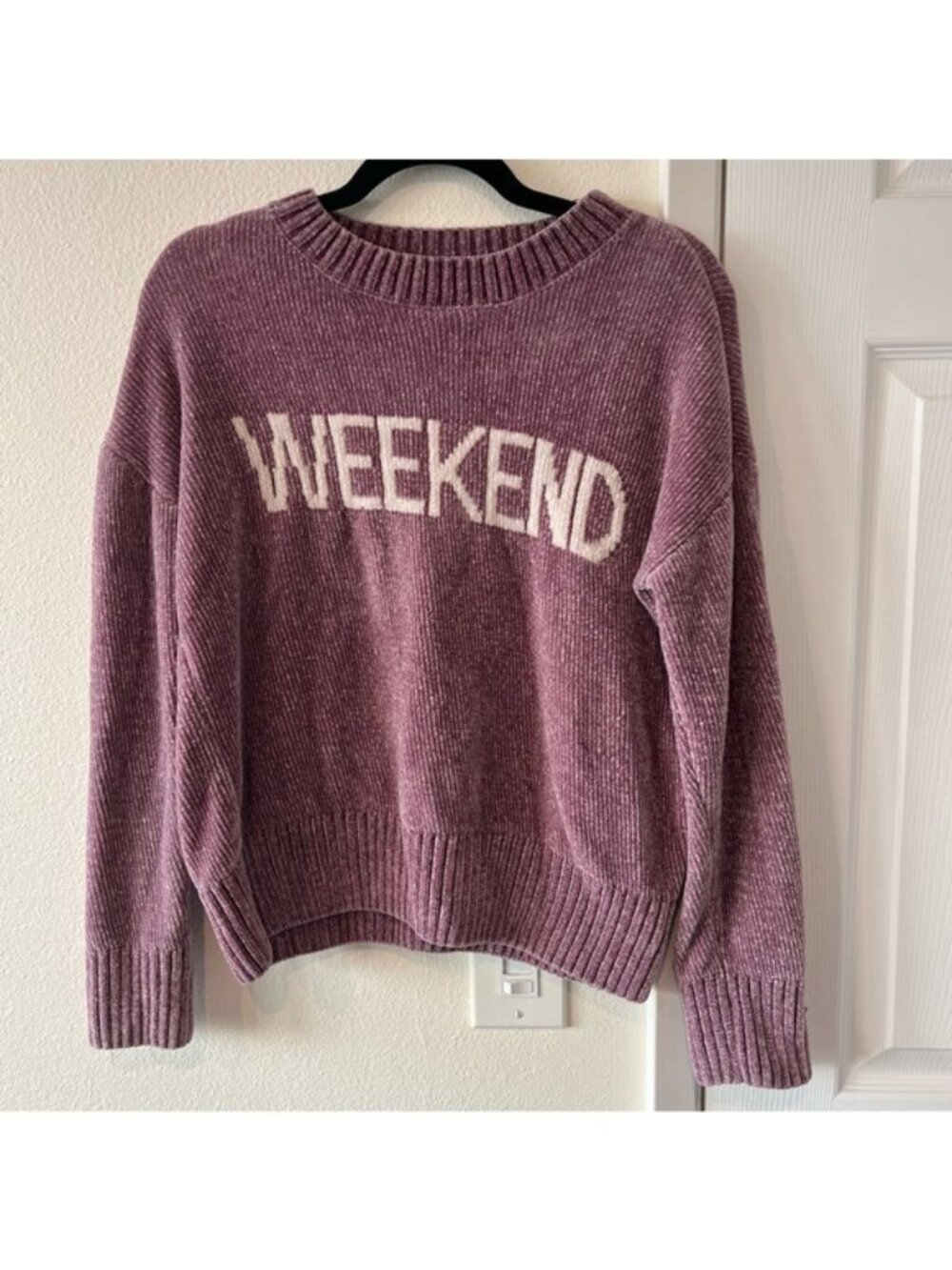 Chenille Plush Oversized Pullover Crewneck Sweater Size Small